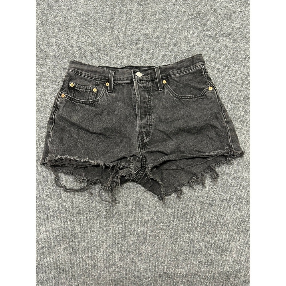 Levis Shorts Womens Size 28 Black 501 Original Cutoff Denim High Rise Button Fly